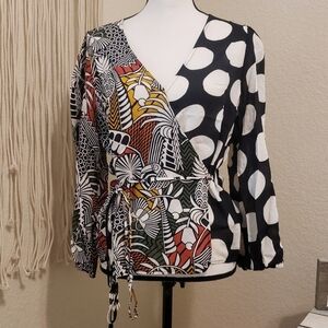 Farm Rio Rainforest Wrap Blouse NEW